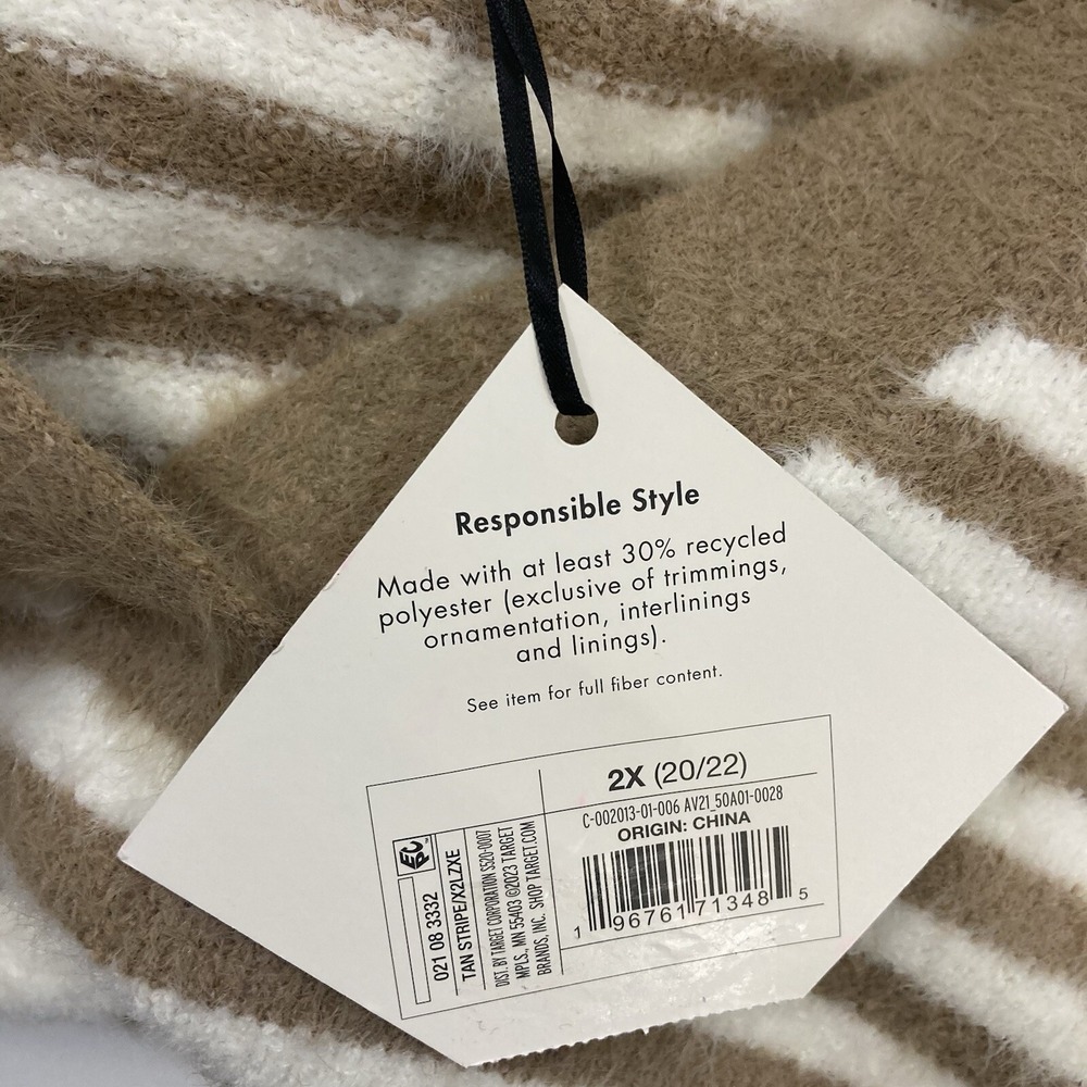 Ava & Viv Women 2X Brown Fuzzy Sweater Striped - Picture 6 of 6